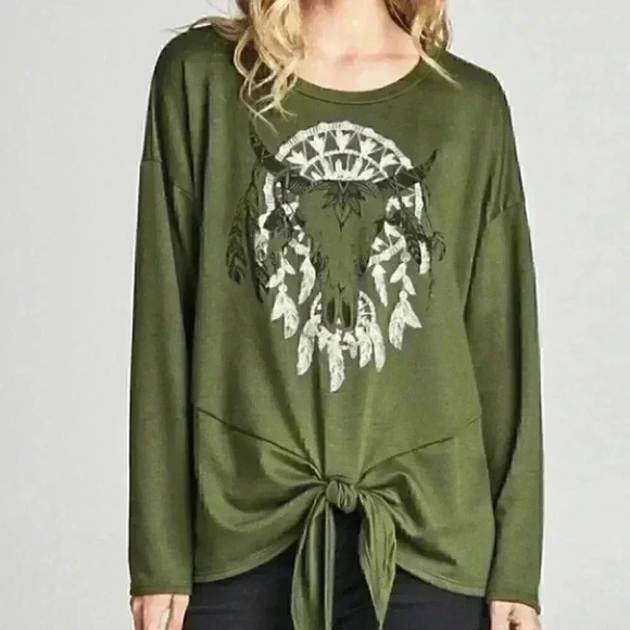 BOHO OLIVE TOP - Picture 3 of 4